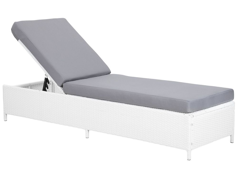 Sonnenliege mit Kissen TURIN mit Relaxfunktion Polyrattan Weiß