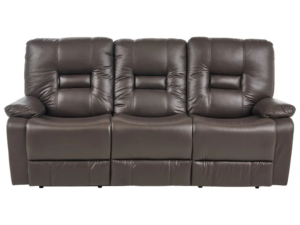 Sofa manuell verstellbar 3-Sitzer BERGEN Kunstleder Braun_911070