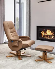 Massage Chair RELAXPRO with Footstool Faux Leather Light Brown_964820