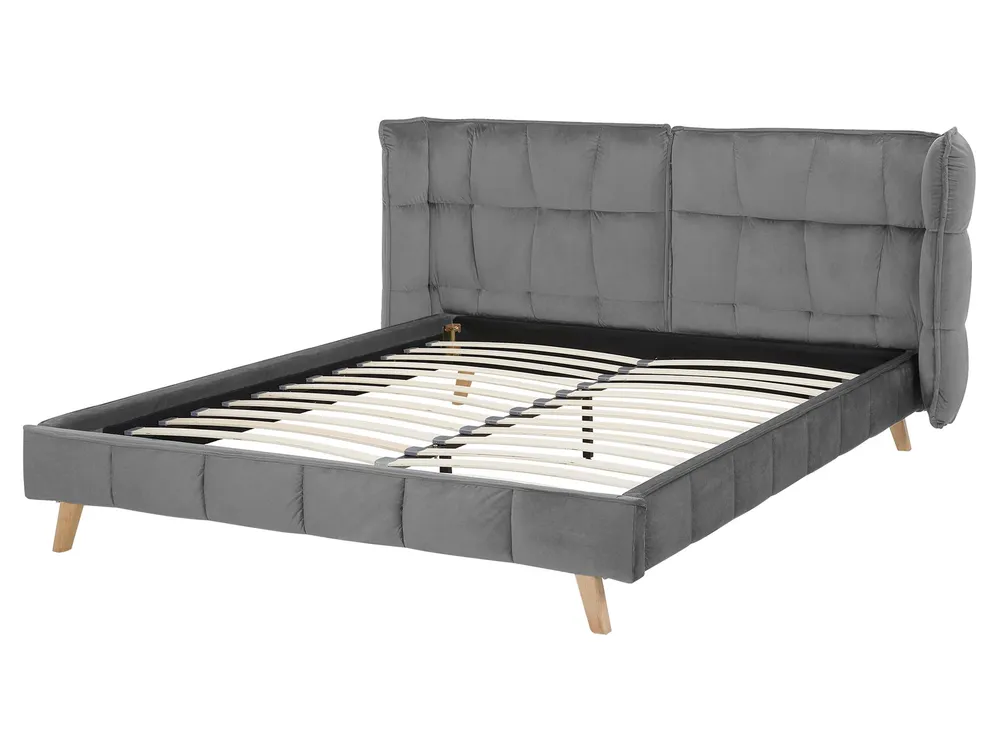 Krevet Samet SENLIS 160 x 200 cm Sivi_740838