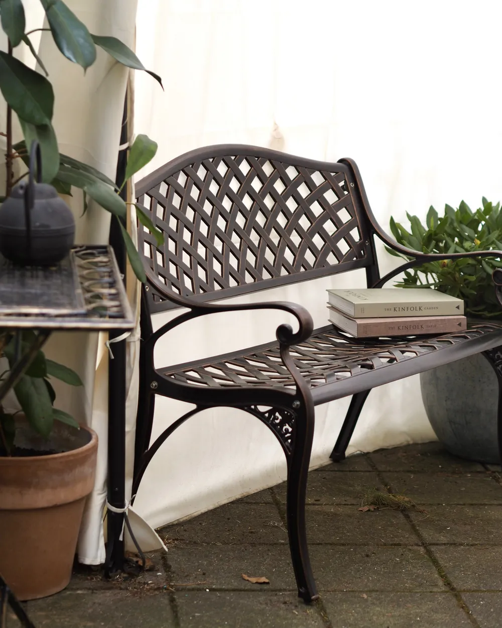 Gartenbank STAGGIA 104 cm Metall Braun_983483