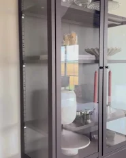 Glass Display Cabinet OXTED 80 cm Metal Black_990447