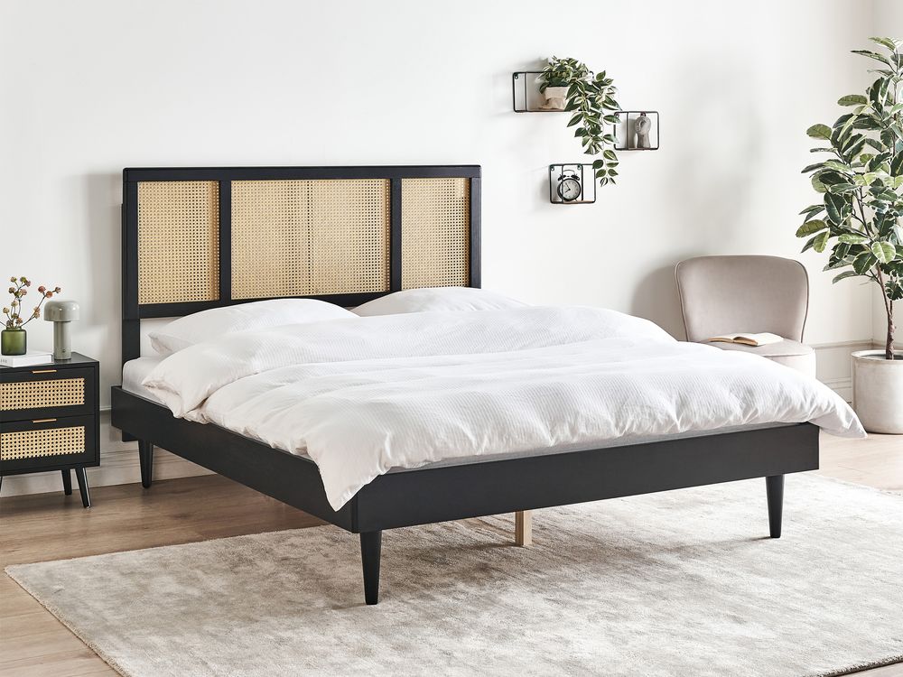 Bed Rattan AURAY 160 x 200 cm (EU King Size) Black