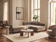 Eckschlafsofa 3-Sitzer KOGE mit Stauraum Stoff Braun linksseitig_1087981