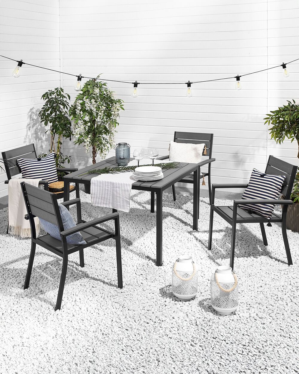 Set of 4 Garden Chairs PRATO Grey