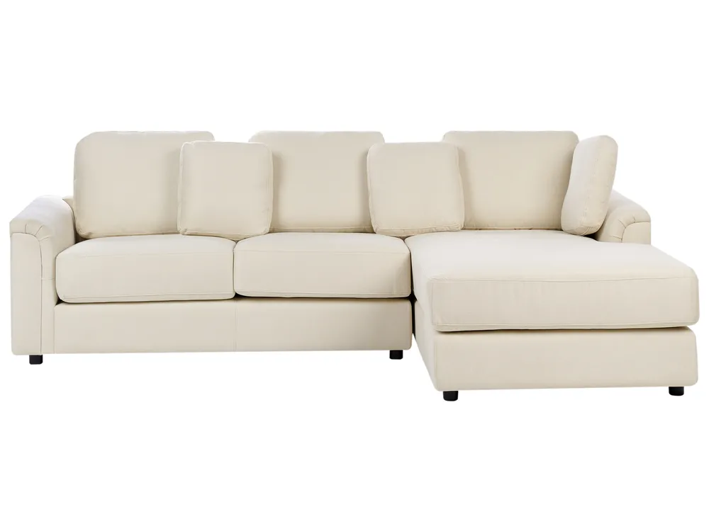 Ecksofa 4-Sitzer KOHLO Stoff Hellbeige linksseitig
