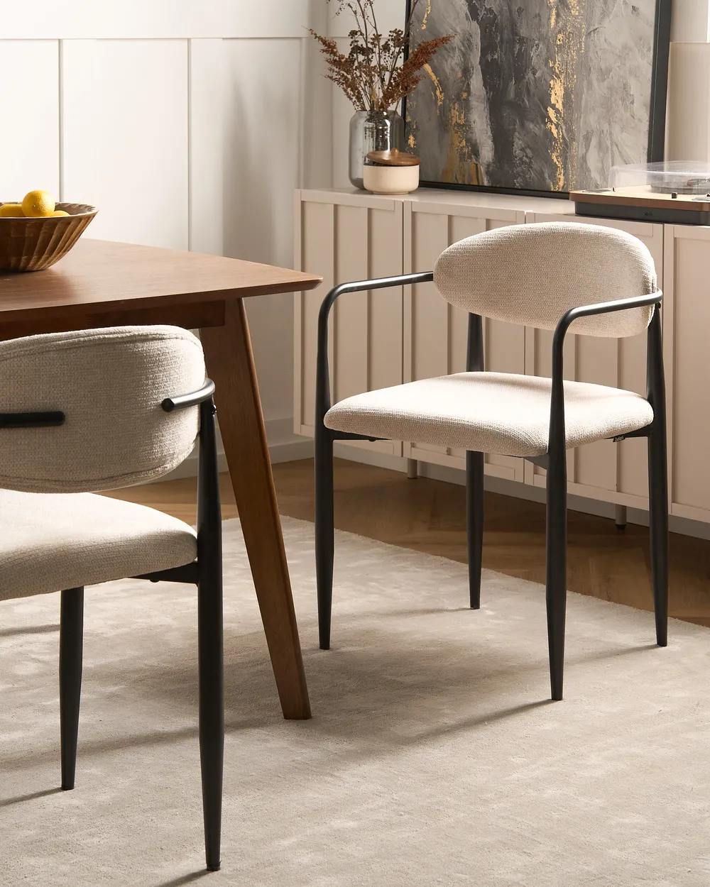 Esszimmerstuhl 2er Set TANEVIK Stoff Hellbeige