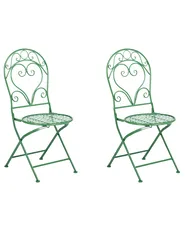 Gartenstuhl 2er Set ALBINIA Metall Grün_1016166