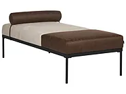 Chaise Longue MALMOS Faux Linen Faux Leather Dark Brown_931214