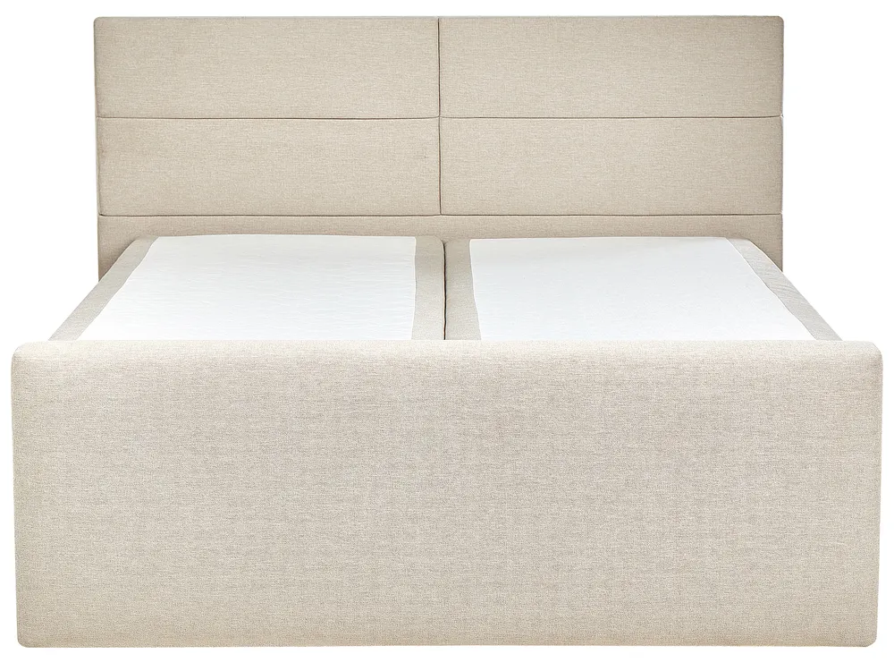 Boxspringbett mit Stauraum ARISTOCRAT Stoff Hellbeige 180 x 200 cm_873773