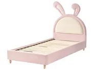 Kids Bed Rabbit Velvet LALLIAS 90 x 200 cm (EU Single) Pink_984286