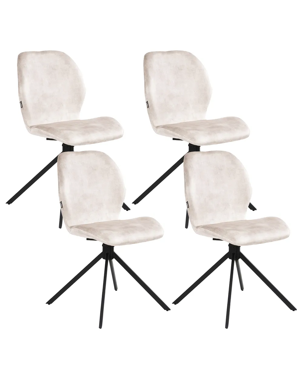 Esszimmerstuhl 4er Set drehbar MORRISON Samtstoff Hellbeige