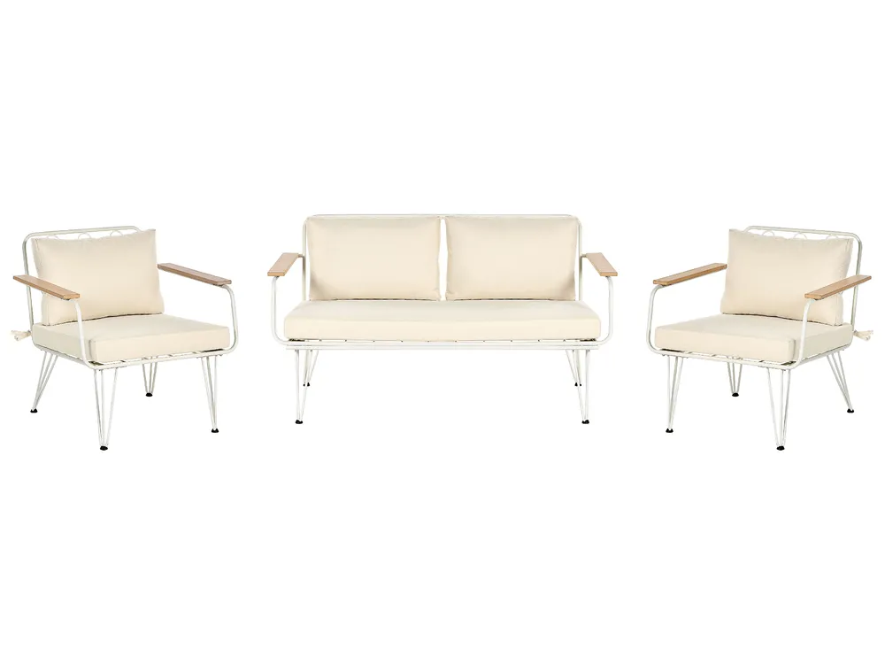 Lounge Set mit Tisch 4-Sitzer MONTESILVANO Metall Hellbeige_862675