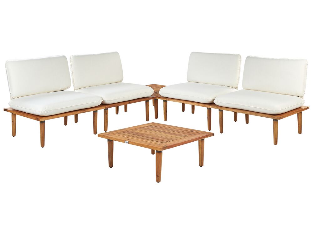 Garden Lounge Set with Table 4 Seater FRASCATI Modular Certified Acacia Wood Off-White