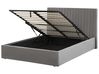 Bett mit Stauraum VION Samtstoff Grau 140 x 200 cm
