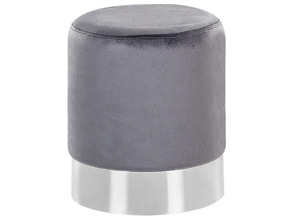 Pouf BRIGITTE Samtstoff Grau