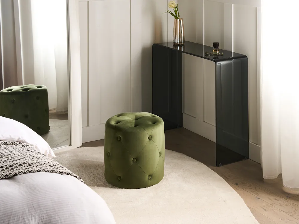 Pouf COROLLA Samtstoff Olivgrün