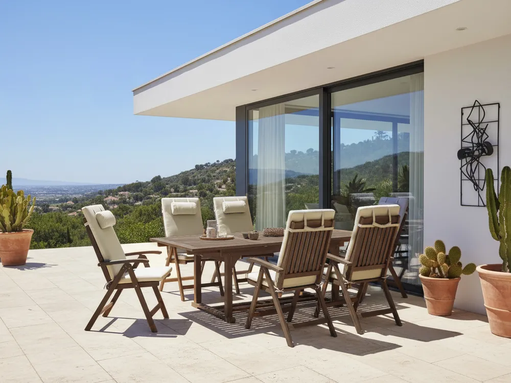 Gartenmöbel Set 6-Sitzer AMANTEA PREMIUM Akazienholz Taupe