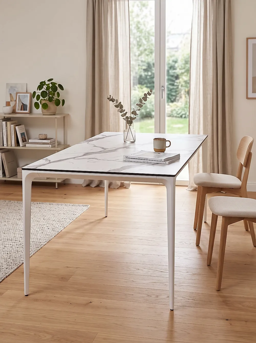 Garden Dining Table SOVARETO 180 cm 90 cm Marble Effect White Marble_1175154