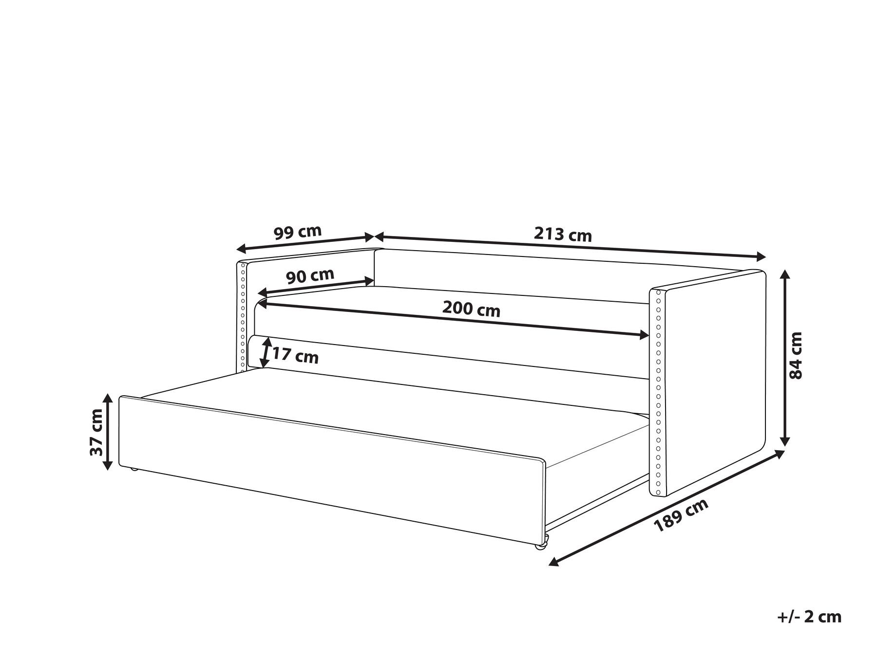 Trundle Bed Velvet TROYES 90 x 200 cm (EU Single) Light Blue_837068