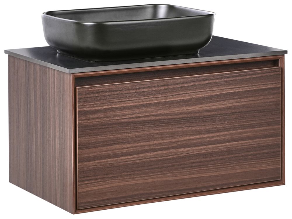 Wall Mounted Vanity Unit with Basin ARICA Dark Brown