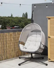 Hanging Chair with Stand ALVIANO Fabric Light Grey_1008994