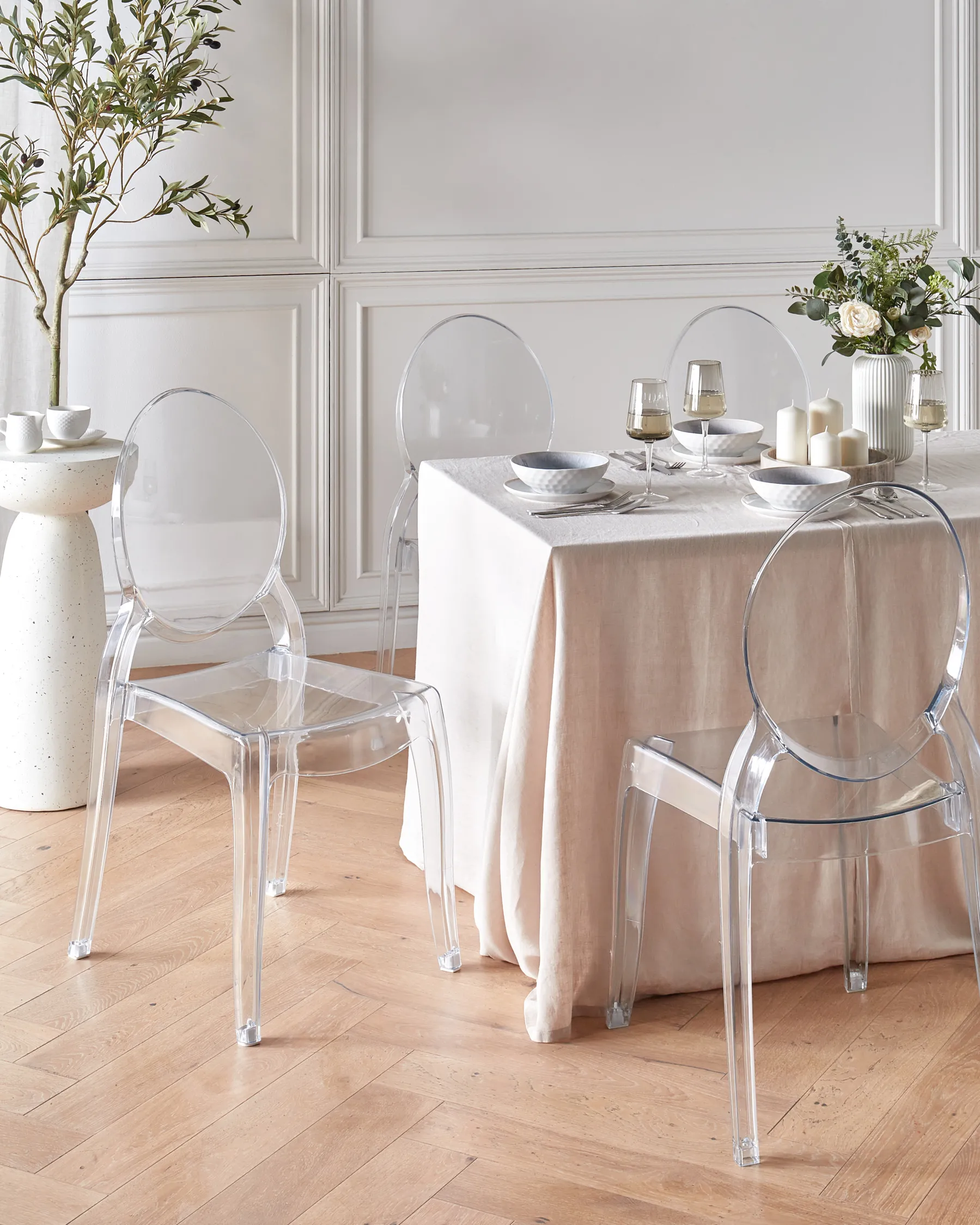 Set of 4 Dining Chairs MERTON Transparent_690271