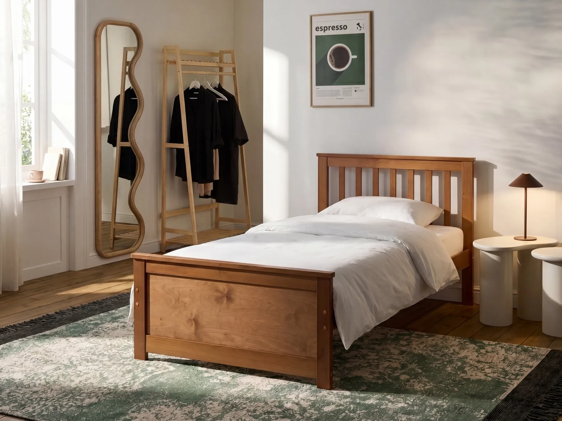 Bett mit Lattenrost Kiefernholz OLENDON 90 x 200 cm Braun_1068435