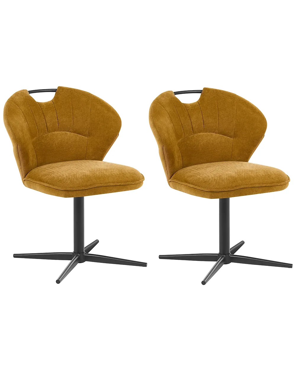 Set of 2 Chairs Swivel WORCESTER Chenille Mustard