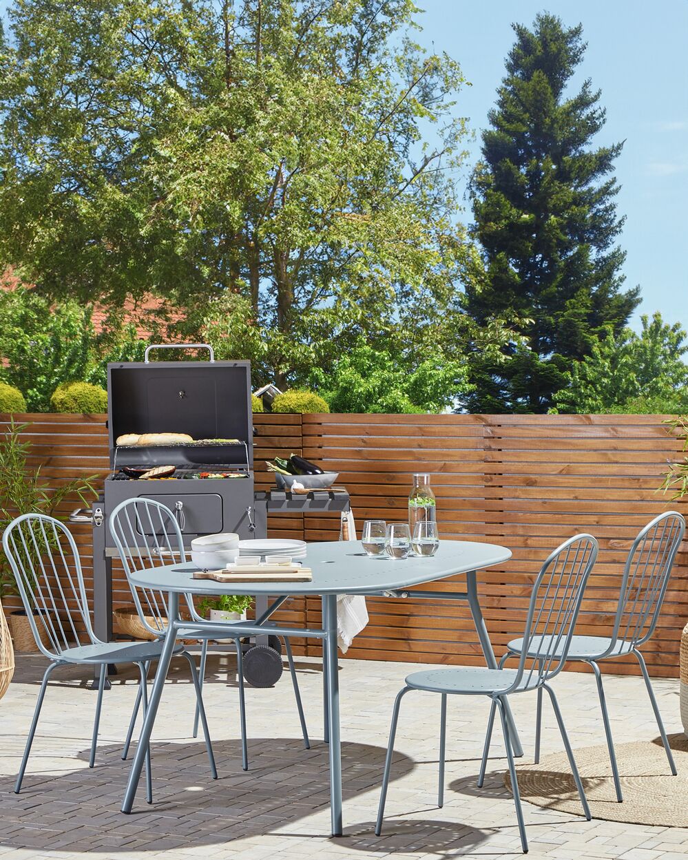 Set van 4 tuinstoelen CALVI Metaal Lichtblauw