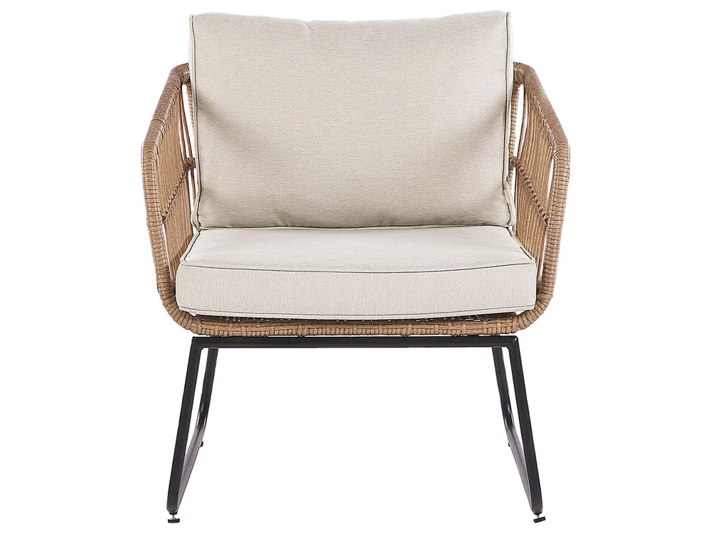 Lounge Set mit Tisch 4-Sitzer RAVELLO Polyrattan Naturfarben_777343
