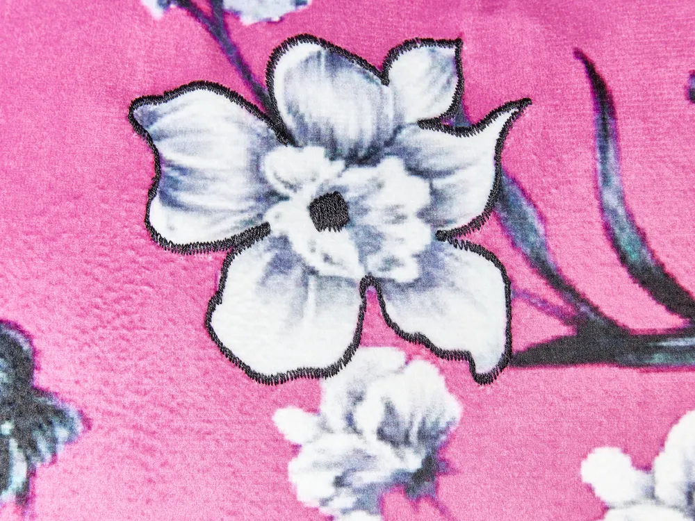 Set of 2 Decorative Cushions KOELERIA 45 x 45 cm Velvet Fuchsia Pink Floral Pattern_914093