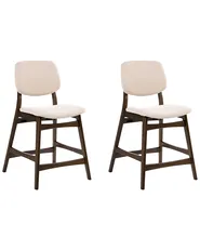 Set mit 2 Barstühlen ELAINE Bouclé Braun / Hellbeige_1060270