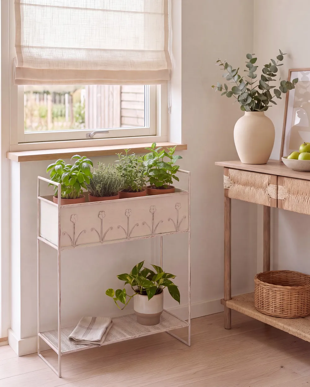 Pflanzenständer LUPINE 62 cm Metall Beige