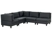 Modular Corner Sofa 5 Seater UNSTAD Fabric Black Right Hand_924782