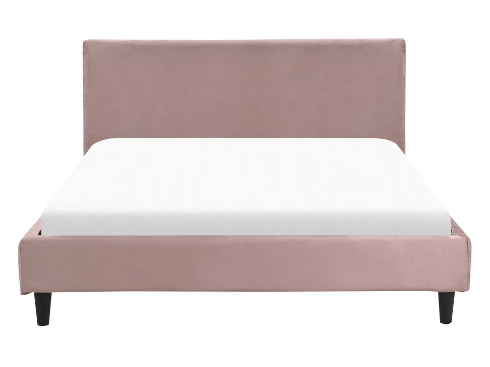 Bett mit Lattenrost Samtstoff FITOU 140 x 200 cm Rosa_900387