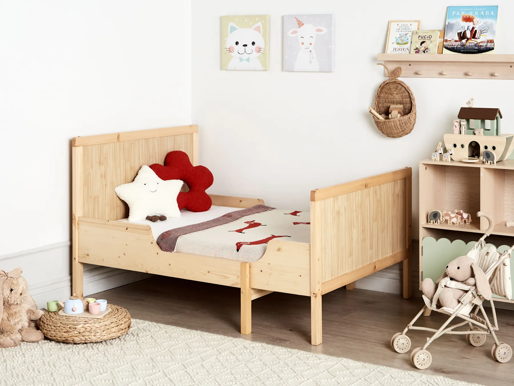 Mitwachsendes Kinderbett Kiefernholz MONTIGNY 90 x 200 cm Hellbraun_967018