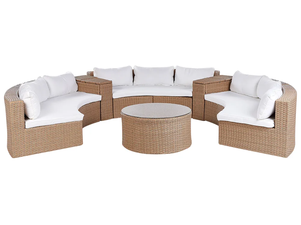 Lounge Set mit Tisch 9-Sitzer SEVERO Polyrattan Beige