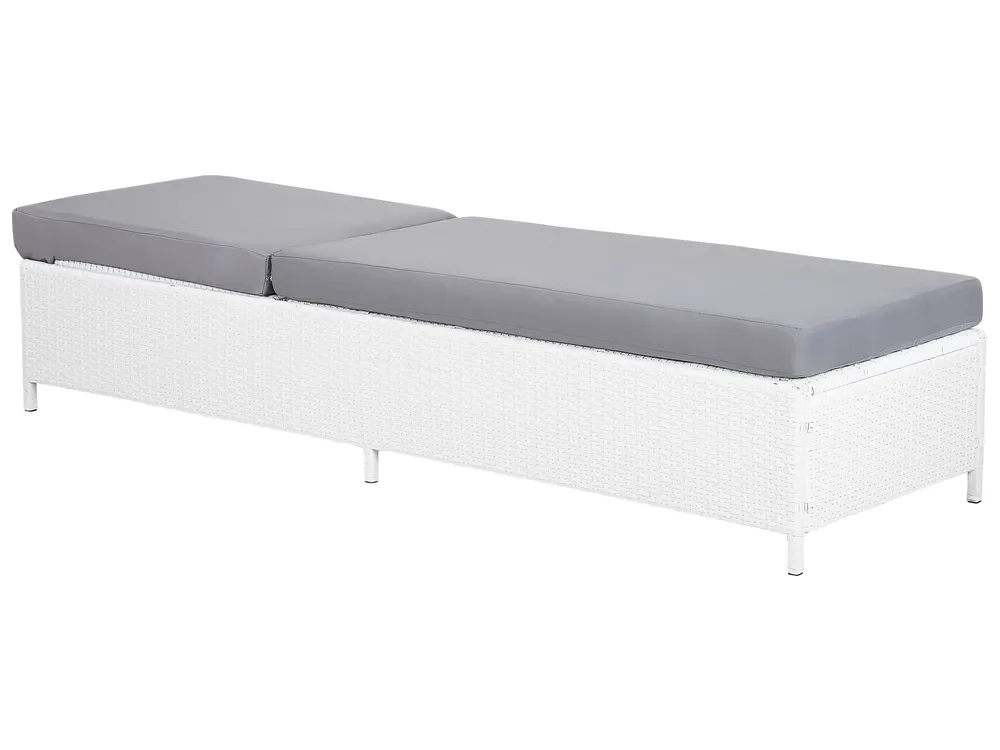 Sonnenliege mit Kissen TURIN mit Relaxfunktion Polyrattan Weiß_742128