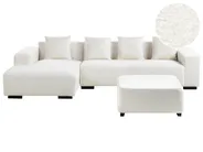 Corner Sofa 4 Seater LUNGO with Ottoman Boucle White Right Hand_962411
