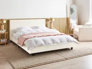 Bett mit Lattenrost Bouclé ALBI 160 x 200 cm Cremeweiß_981930