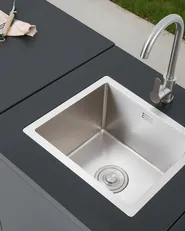 Outdoor Kitchen Set with Sink ROCHA Graphite Grey Metal_1054597