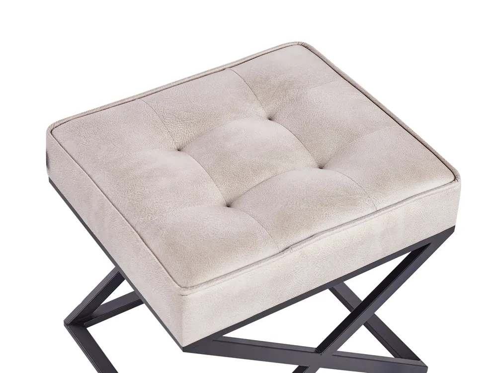Footstool MURDO Faux Leather Beige_949040