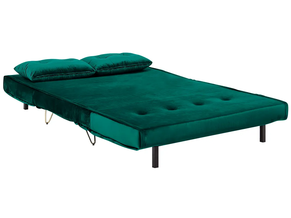 Schlafsofa 2-Sitzer VESTFOLD Samtstoff Dunkelgrün_808760