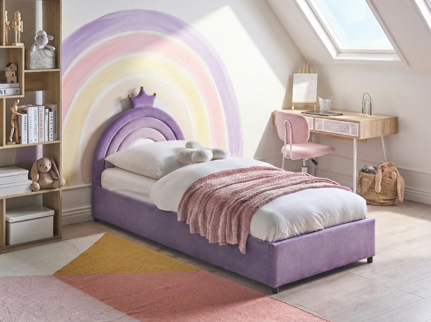 Kinderbett mit Stauraum GRISETOT Samtstoff Violett 90 x 200 cm_1053873
