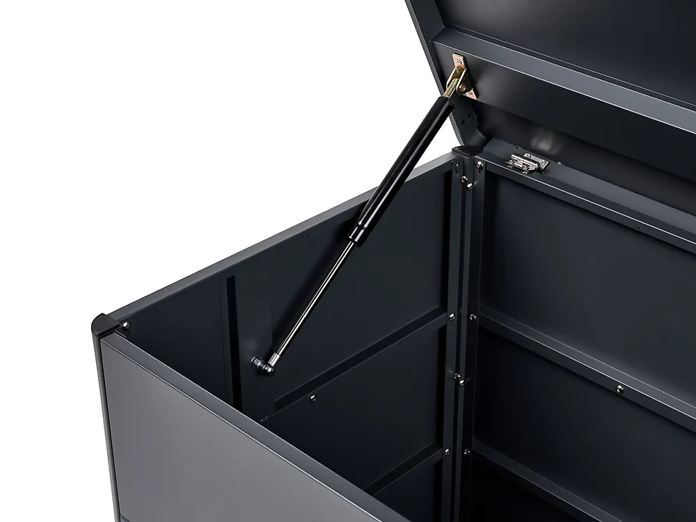 Aufbewahrungsbox KYMI 136 cm 55 cm Metall mit Rädern Dunkelgrau_1173671