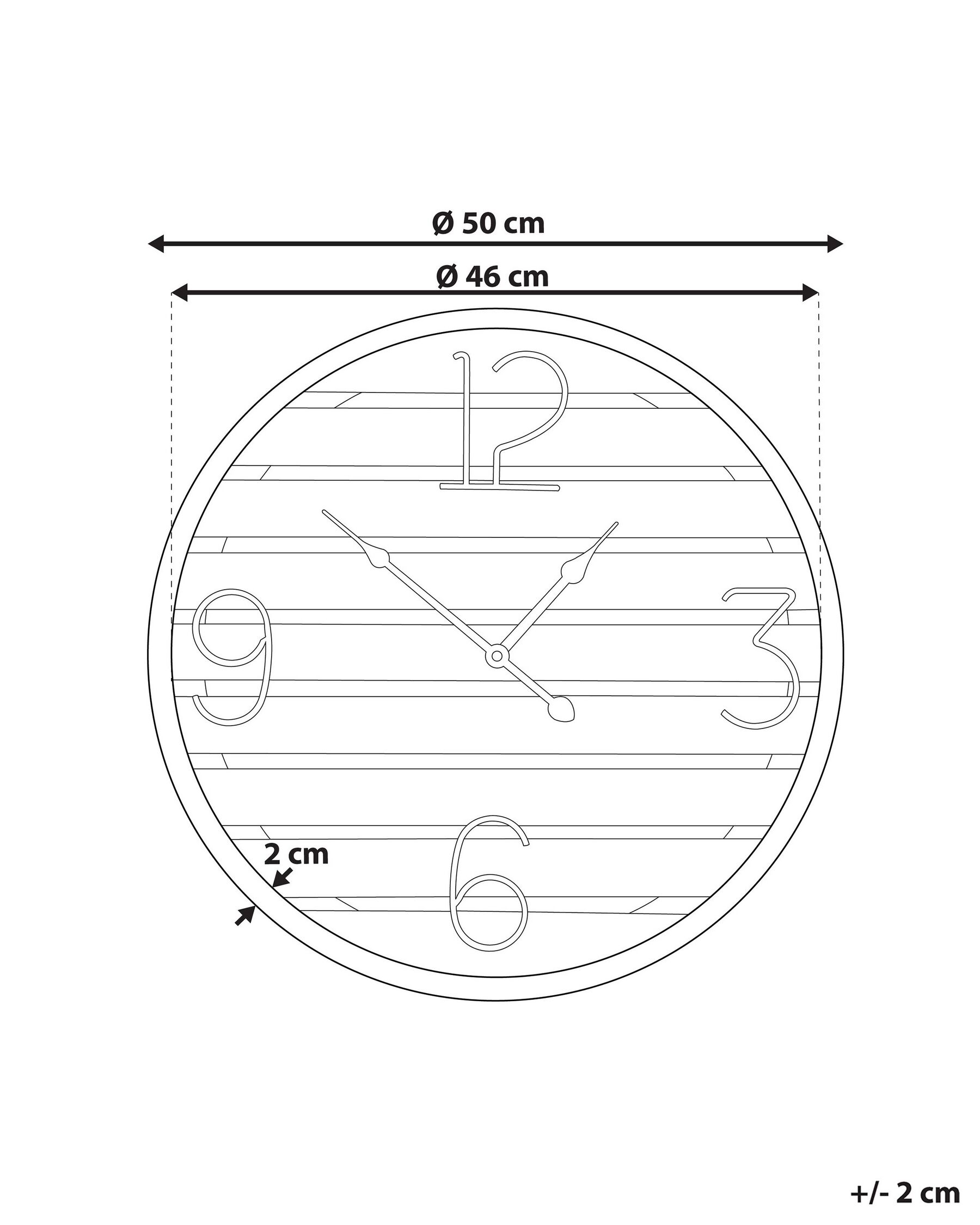 Wanduhr ARRIAGA 50 cm Tannenholz Dunkelbraun_798186