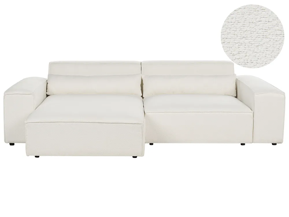 Modul Ecksofa 3-Sitzer HELLNAR Bouclé Cremeweiß rechtsseitig
