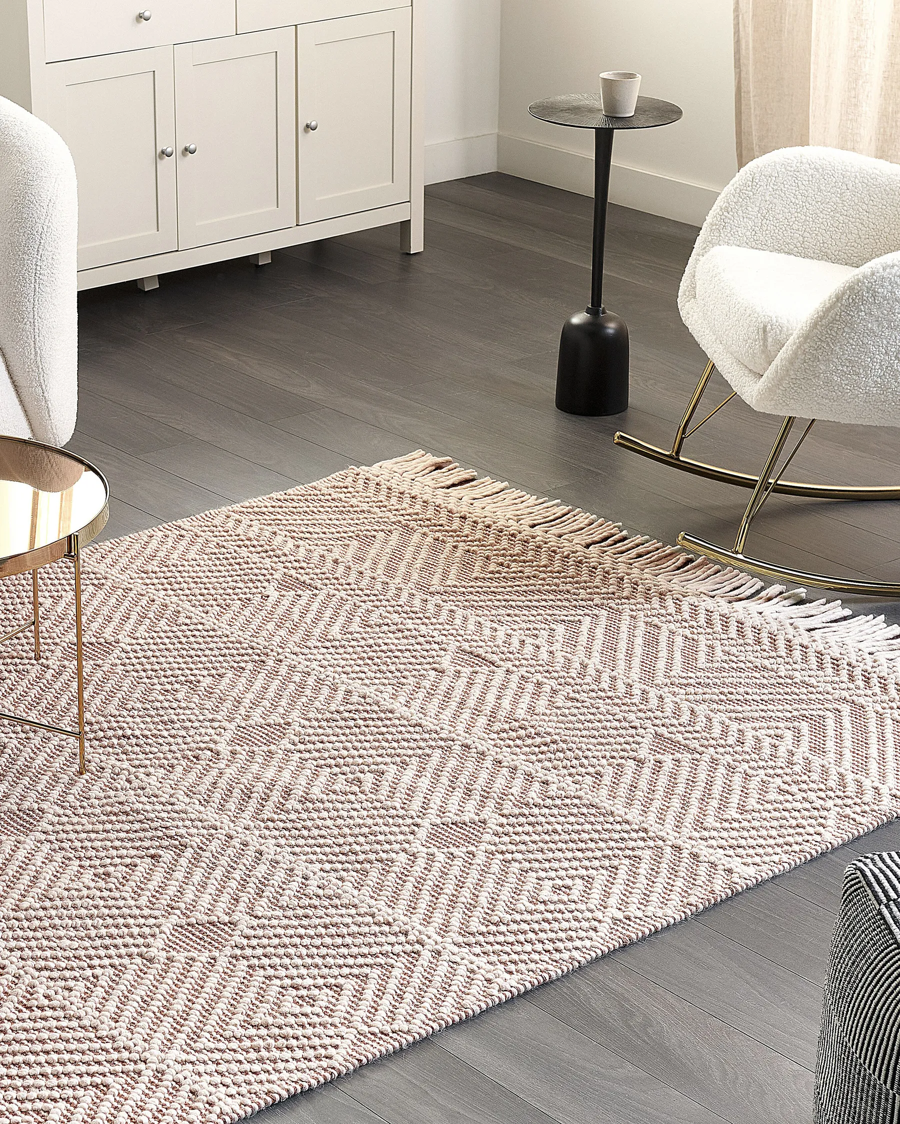 Teppich KESTEL Braun Beige 160 x 230 cm Wolle_855599