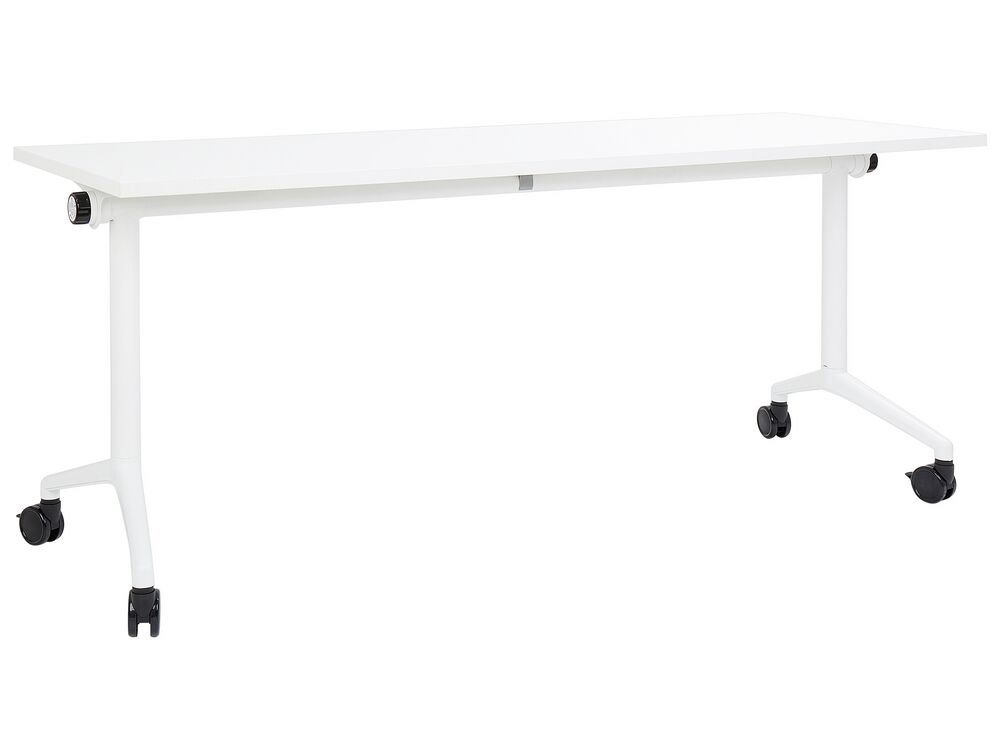 Foldable Office Desk CAVI 180 cm 60 cm with Wheels White